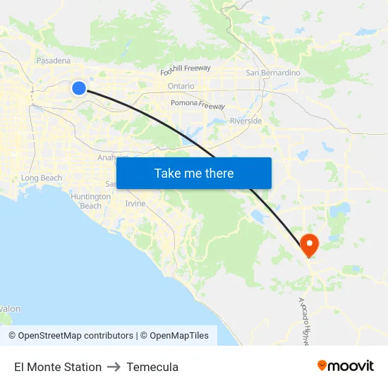 El Monte Station to Temecula map