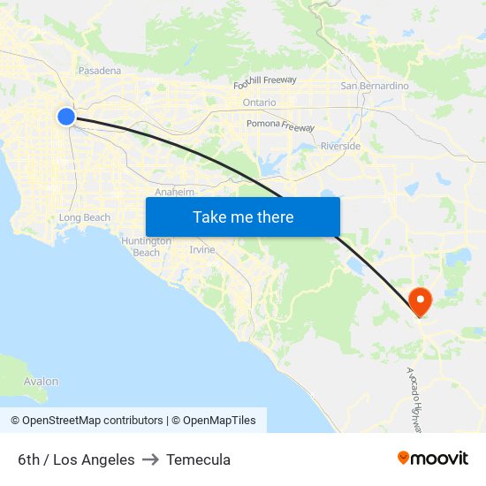 6th / Los Angeles to Temecula map