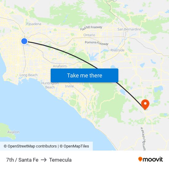 7th / Santa Fe to Temecula map