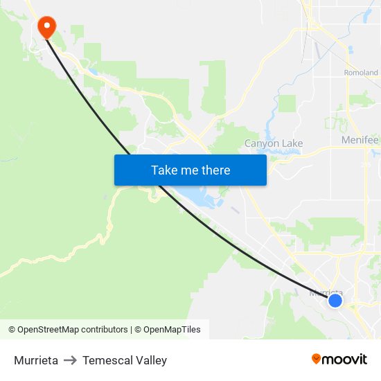 Murrieta to Temescal Valley map