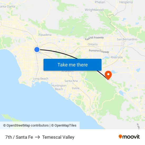 7th / Santa Fe to Temescal Valley map