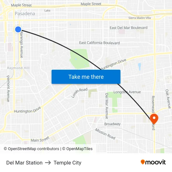Del Mar Station to Temple City map