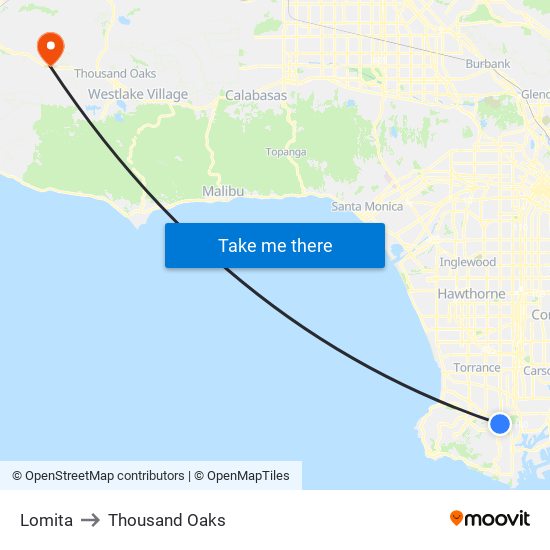 Lomita to Thousand Oaks map