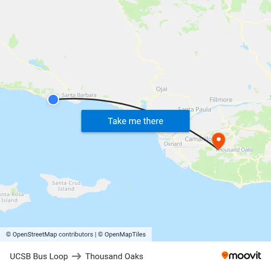 UCSB Bus Loop to Thousand Oaks map