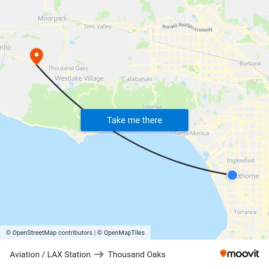 Aviation / LAX Station to Thousand Oaks map