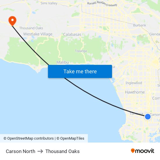 Carson North to Thousand Oaks map