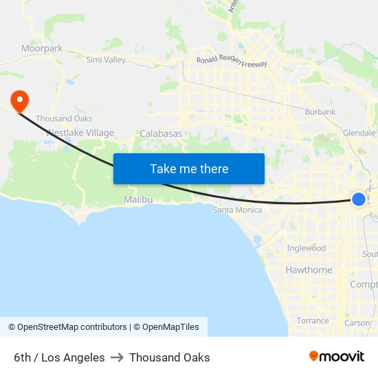 6th / Los Angeles to Thousand Oaks map