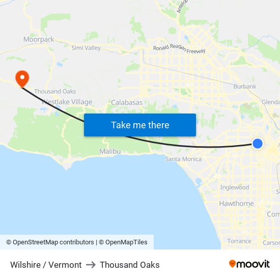 Wilshire / Vermont to Thousand Oaks map