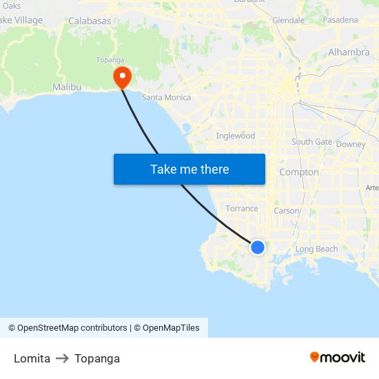 Lomita to Topanga map