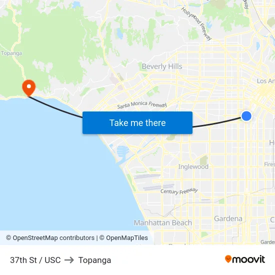 37th St / USC to Topanga map