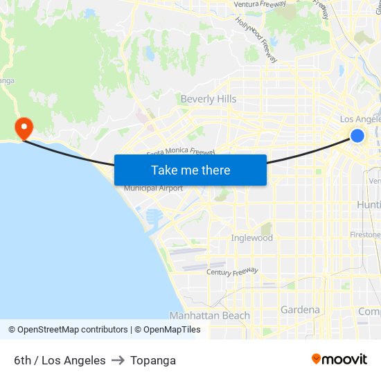 6th / Los Angeles to Topanga map