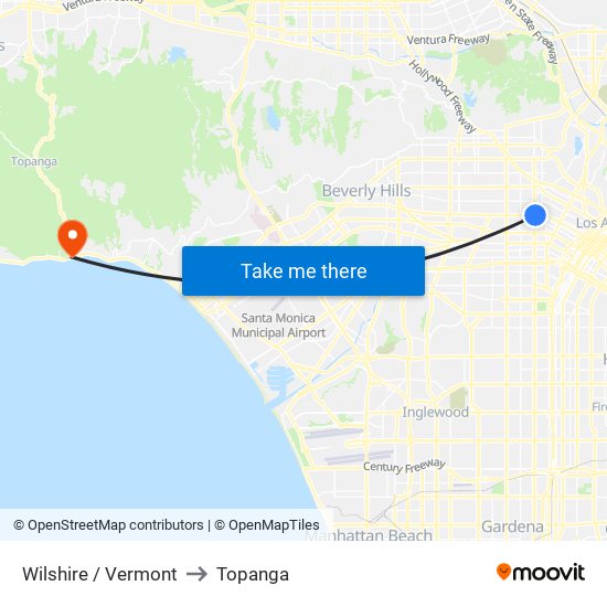 Wilshire / Vermont to Topanga map