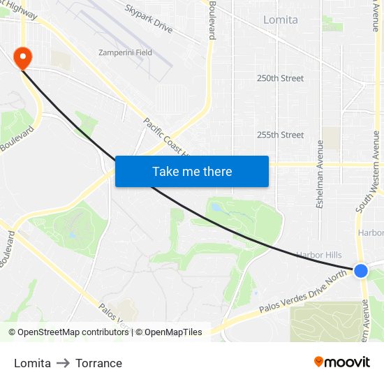 Lomita to Torrance map