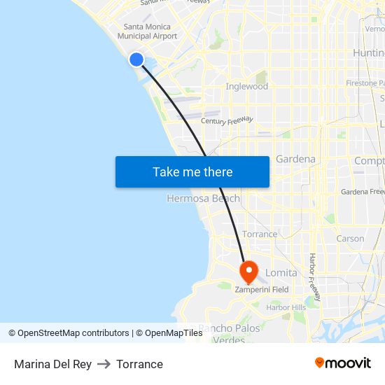 Marina Del Rey to Torrance map