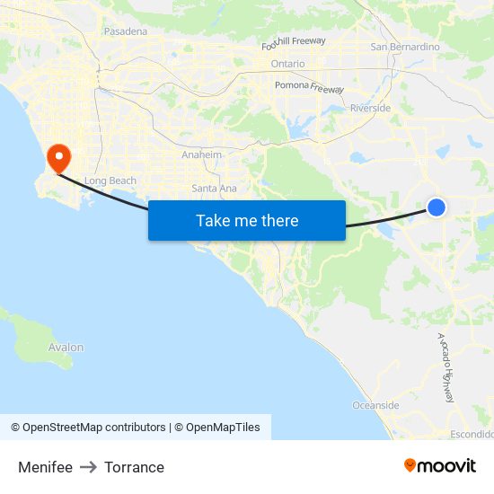 Menifee to Torrance map