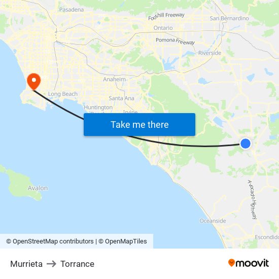 Murrieta to Torrance map
