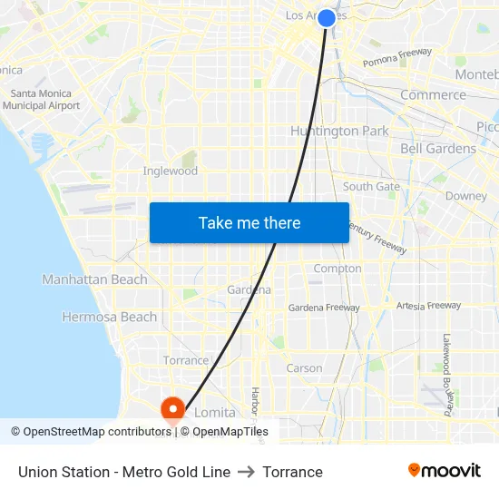 Union Station - Metro Gold Line to Torrance map