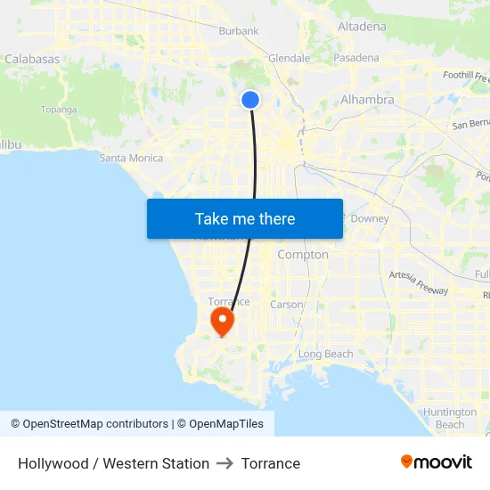 Hollywood / Western Station to Torrance map