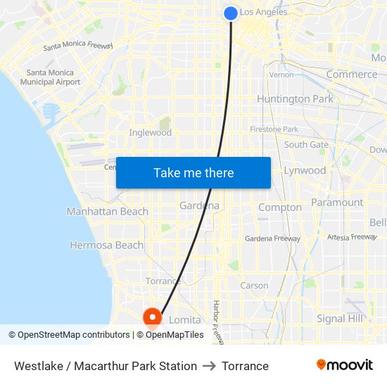 Westlake / Macarthur Park Station to Torrance map