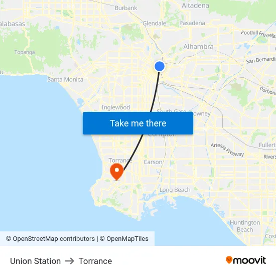 Union Station to Torrance map
