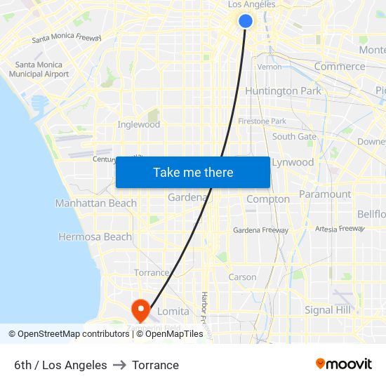 6th / Los Angeles to Torrance map