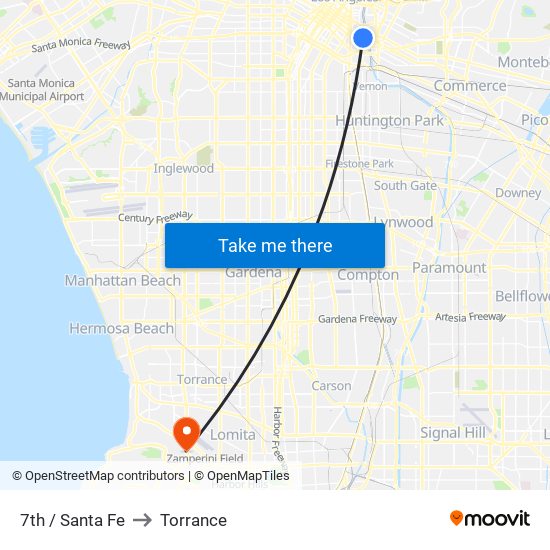 7th / Santa Fe to Torrance map