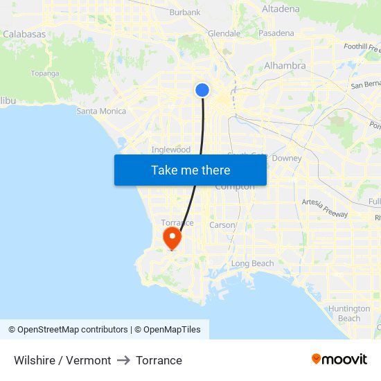 Wilshire / Vermont to Torrance map