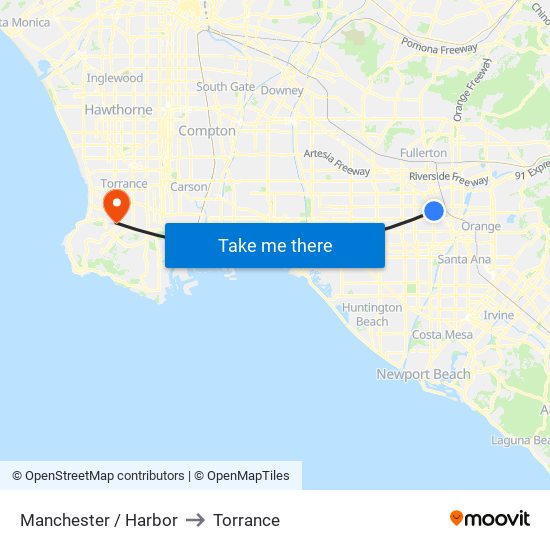 Manchester / Harbor to Torrance map