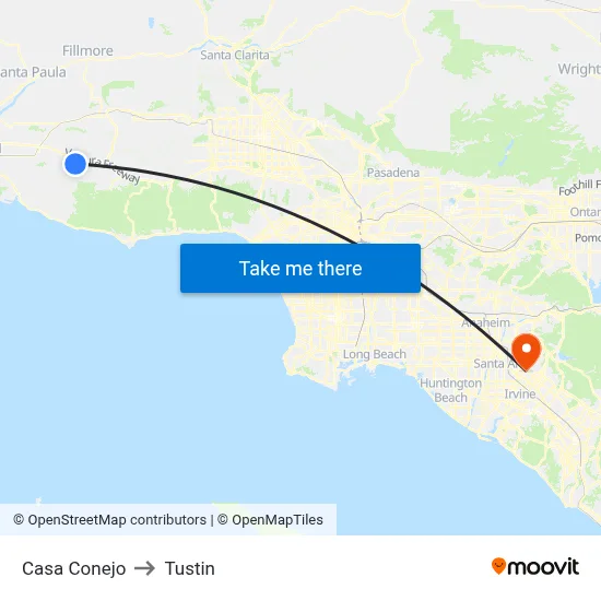 Casa Conejo to Tustin map