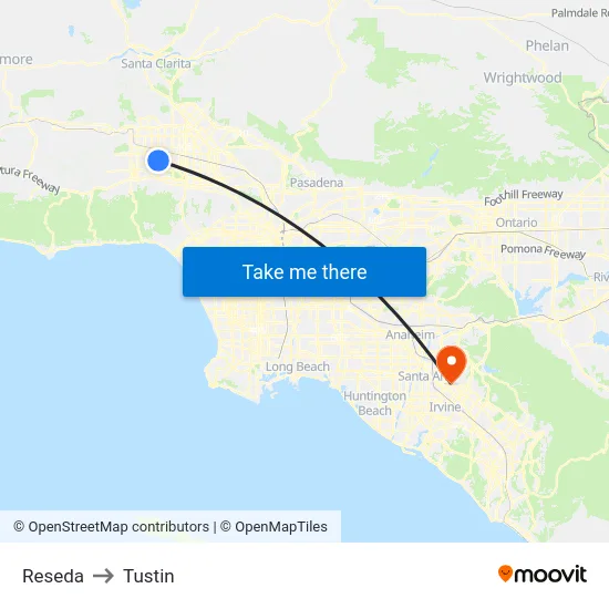 Reseda to Tustin map