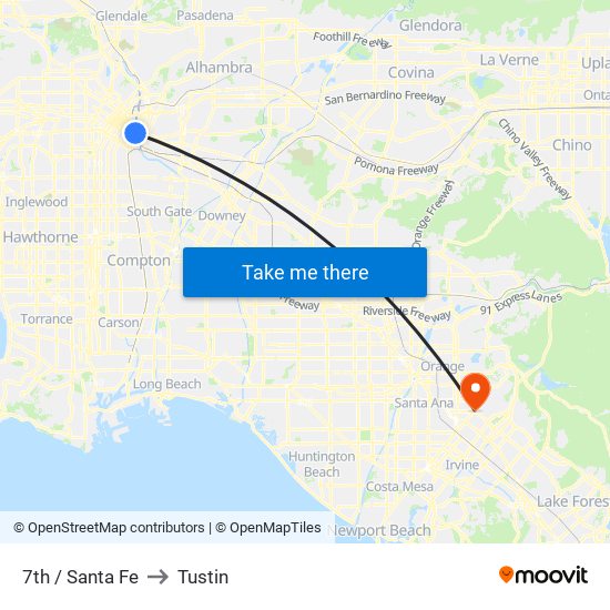 7th / Santa Fe to Tustin map