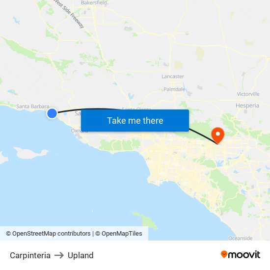 Carpinteria to Upland map