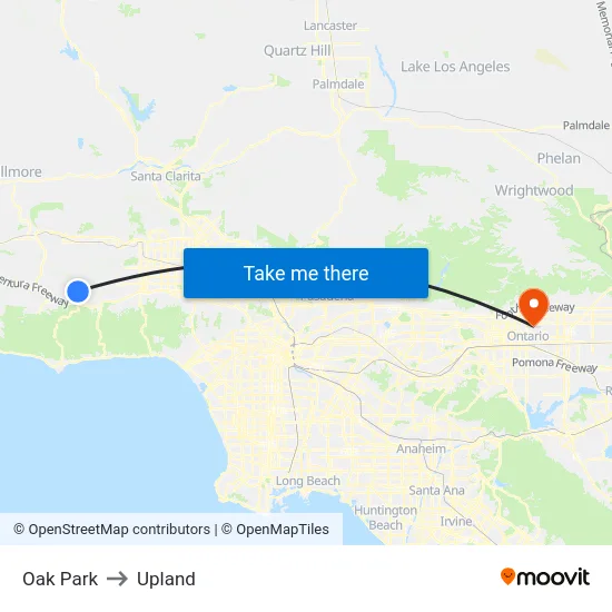 Oak Park to Upland map