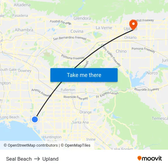 Seal Beach to Upland map