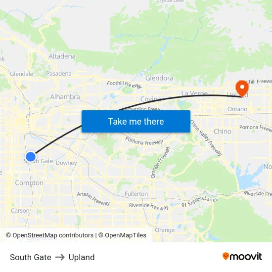 South Gate to Upland map