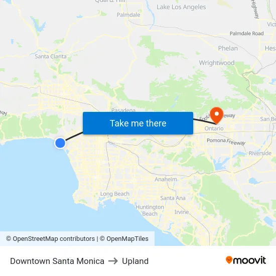 Downtown Santa Monica to Upland map