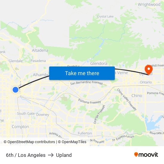 6th / Los Angeles to Upland map
