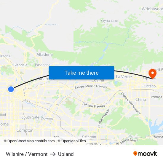 Wilshire / Vermont to Upland map