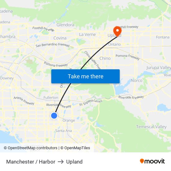 Manchester / Harbor to Upland map