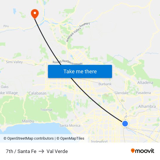 7th / Santa Fe to Val Verde map