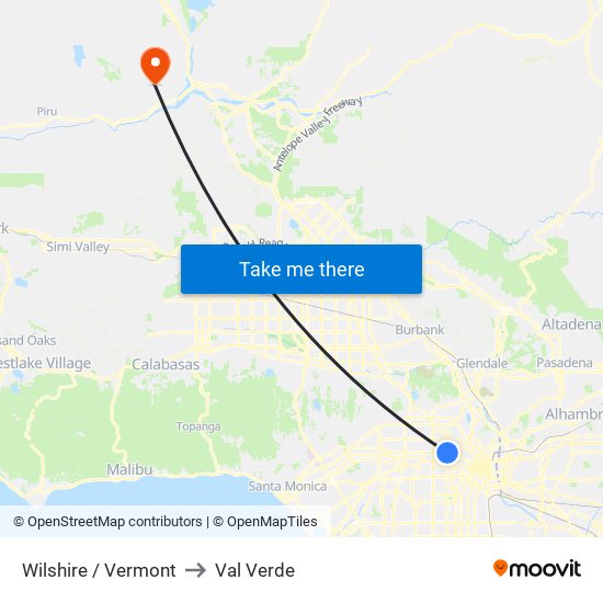 Wilshire / Vermont to Val Verde map