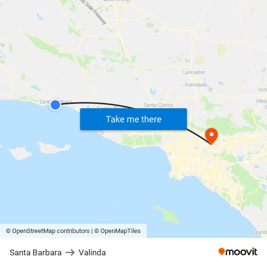 Santa Barbara to Valinda map