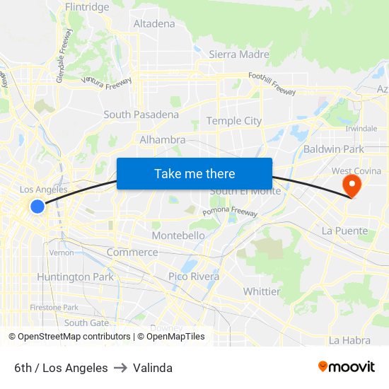 6th / Los Angeles to Valinda map