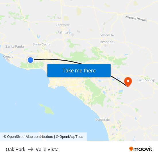 Oak Park to Valle Vista map