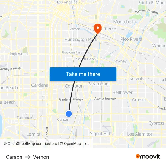 Carson to Vernon map