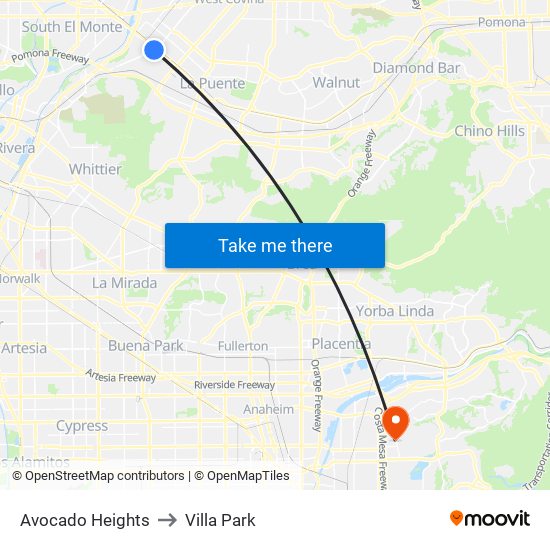 Avocado Heights to Villa Park map