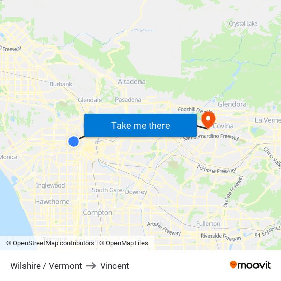 Wilshire / Vermont to Vincent map