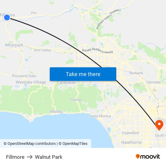 Fillmore to Walnut Park map