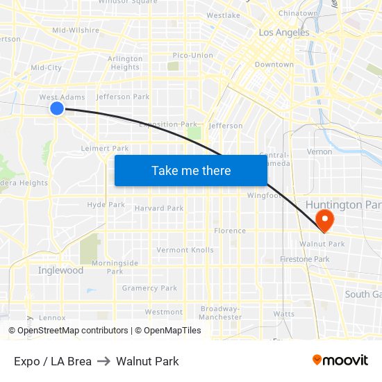 Expo / LA Brea to Walnut Park map