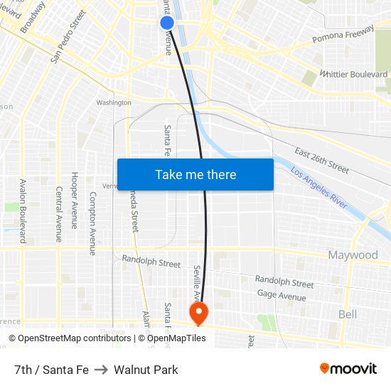 7th / Santa Fe to Walnut Park map